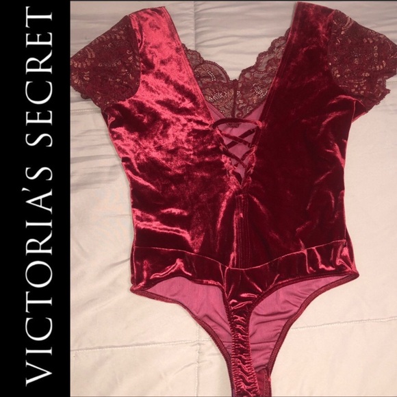 Victoria Secret Red Crushed Velvet Bodysuit - Picture 2 of 14